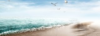 海滩海浪唯美背景banner高清