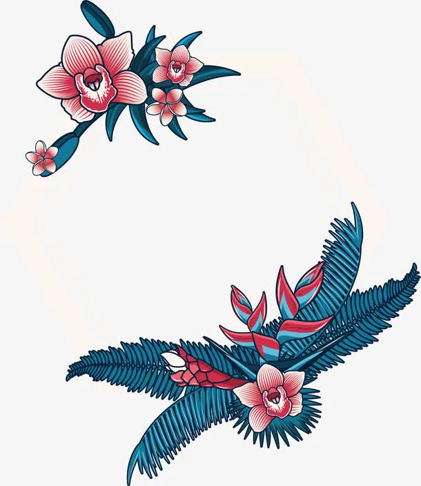 六边形浪漫边框免抠