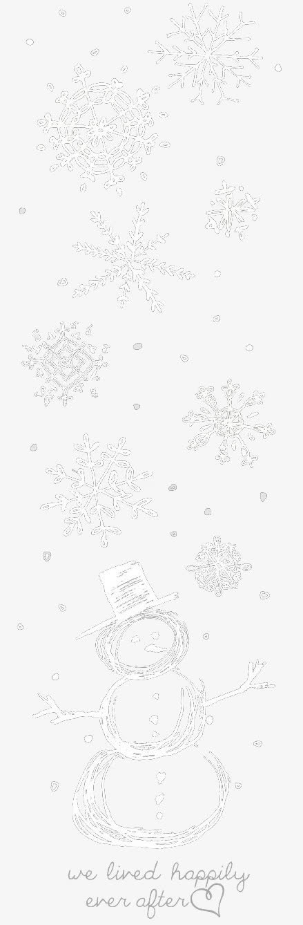 白色雪花下的雪人免抠