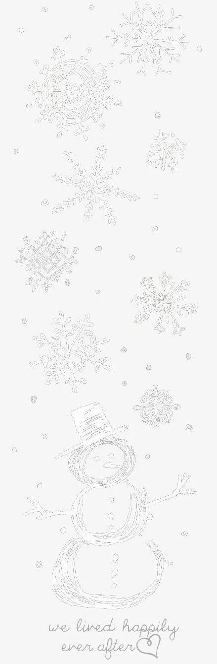 白色雪花下的雪人免抠