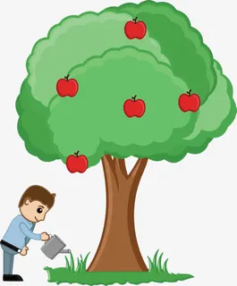 给苹果树浇水的人免抠