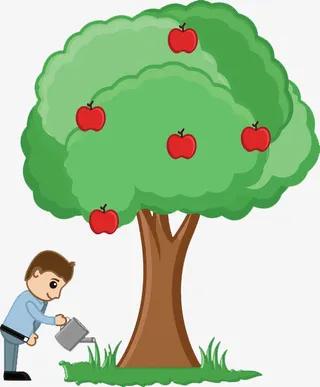 给苹果树浇水的人免抠