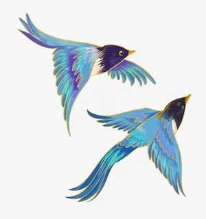 喜鹊  七夕 手绘情人节元素免抠节日情人节元素