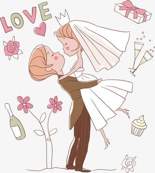 新郎新娘照片PNG矢量元素免抠