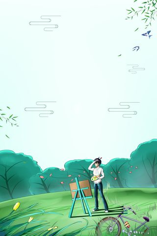 春天郊外采风写生背景图高清