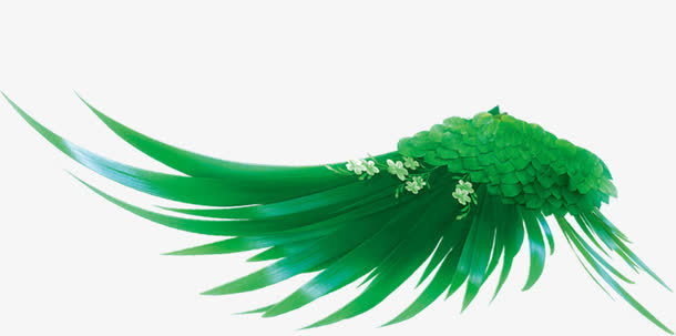 绿色春天植物翅膀免抠