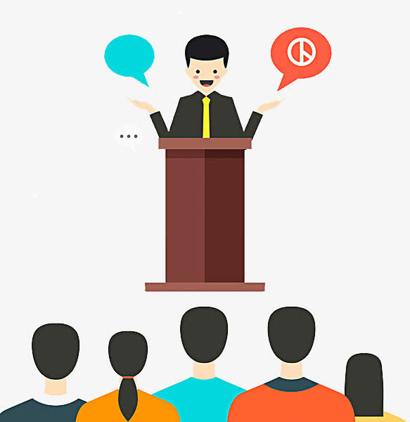 手绘演讲的人听众简单风免抠