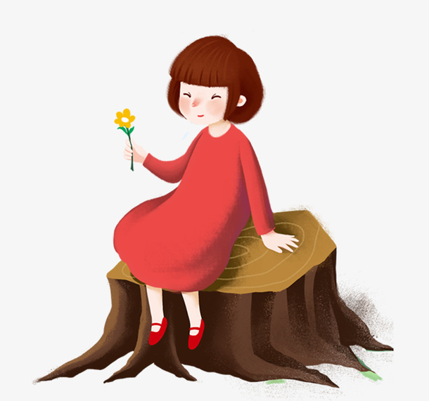 手绘人物母亲节插画插图怀孕的妈免抠