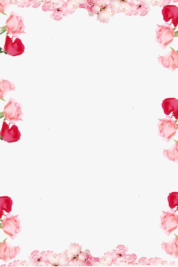 314白色情人节小清新玫瑰花边免抠