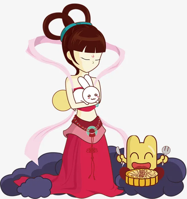 嫦娥抱玉兔吃月饼免抠