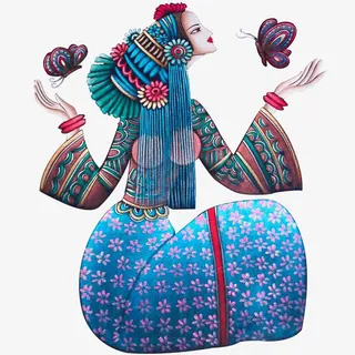 傣族蜡染工艺少女免抠