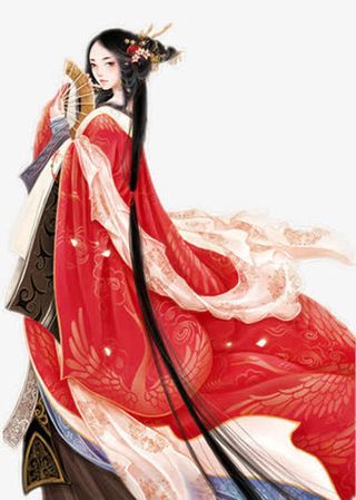 古风立绘红衣扇子女子免抠