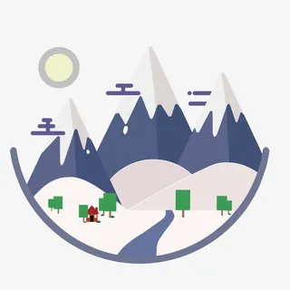 雪山和道路免抠