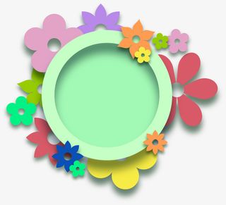 绿色美丽花朵标签免抠