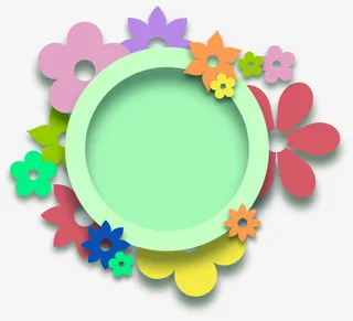 绿色美丽花朵标签免抠