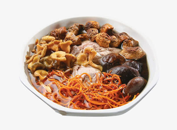 传统美食杂菌汤摄影免抠