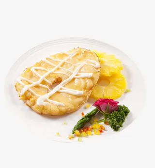 沙拉酱菠萝鳕鱼排免抠