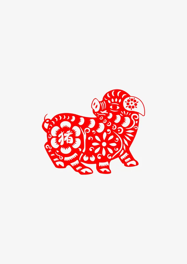 剪纸猪元素免抠