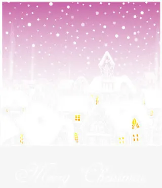 雪花插画矢量素材,雪花,插画,房屋免抠