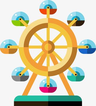 彩色卡通游乐场摩天轮免抠