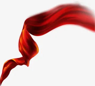 红色手绘中国风丝带免抠