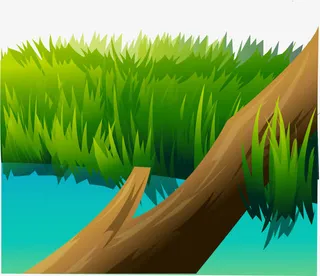 矢量手绘小河上的树枝免抠