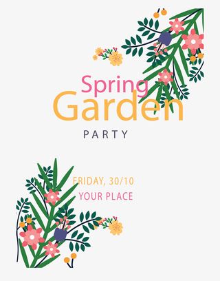 浪漫花丛春天派对免抠