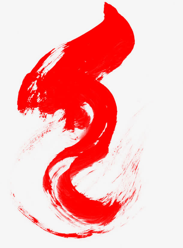 红色不规则毛笔笔触免抠