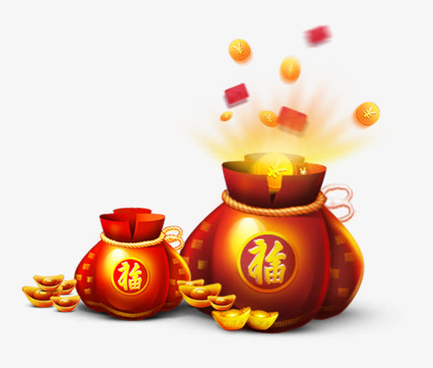 福袋钱袋卡通钱袋免抠图标元素