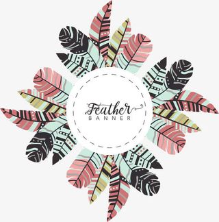 民族风羽毛标题框免抠