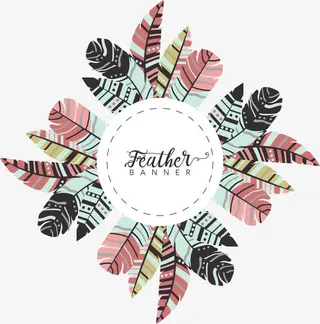 民族风羽毛标题框免抠
