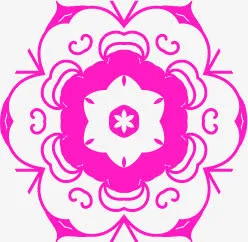 粉色花纹剪纸七夕免抠