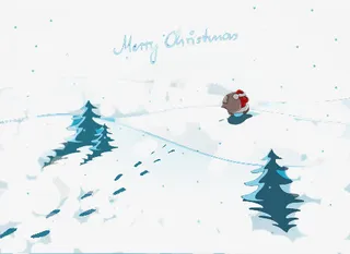 圣诞老人送礼物矢量素材免抠