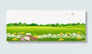 蓝天草地花朵免抠