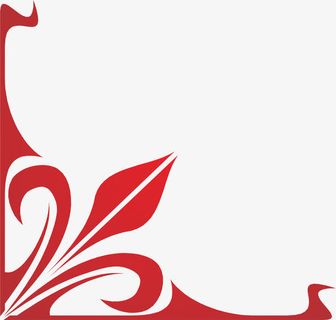 红色边角角花免抠