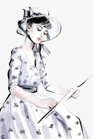 手绘水彩奥黛丽赫本免抠