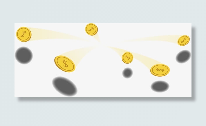 漂浮黄色金币免抠