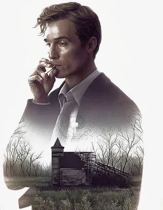 创意男子轮廓风景免抠