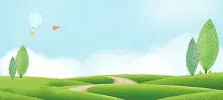 春天自然风光卡通插画蓝色banner高清