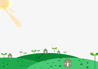 水彩画绿色草地小树苗房屋免抠