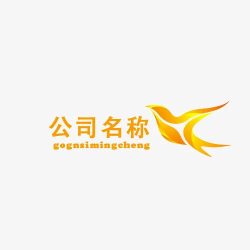 金色渐变燕子图案标志免抠