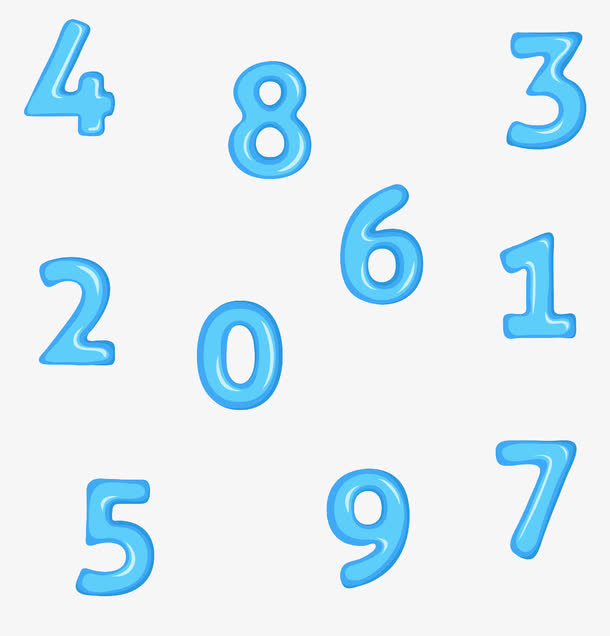 蓝色手绘数字免抠