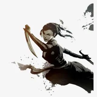 中国风水墨女剑客免抠