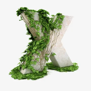 带藤蔓的立体字X免抠