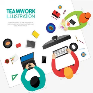 商务团队合作插画免抠