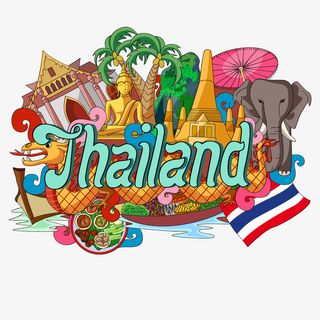 手绘泰国游插画元素免抠