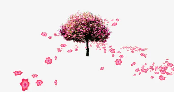 美丽飘落花树免抠