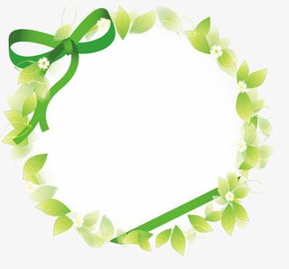 绿色春季蝴蝶结草环免抠
