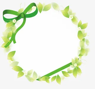 绿色春季蝴蝶结草环免抠