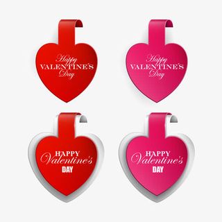 矢量红色爱心标签免抠
